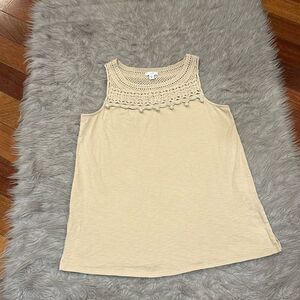 J.Jill women’s tan macrame‎ flowy cotton tank top size xs